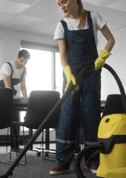Empleados aspirando